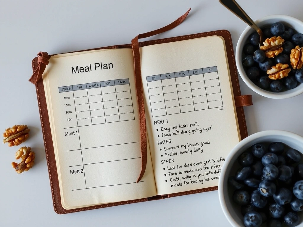 Geannoteerd weekmenu en verse ingrediënten